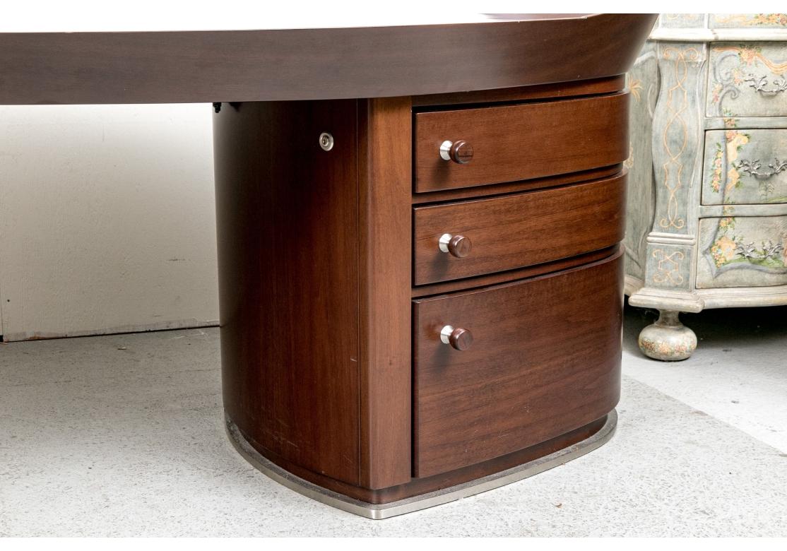 Wood Georgetti Erasmo Luxury Italian Oval Desk by Massimo Scolari For Sale