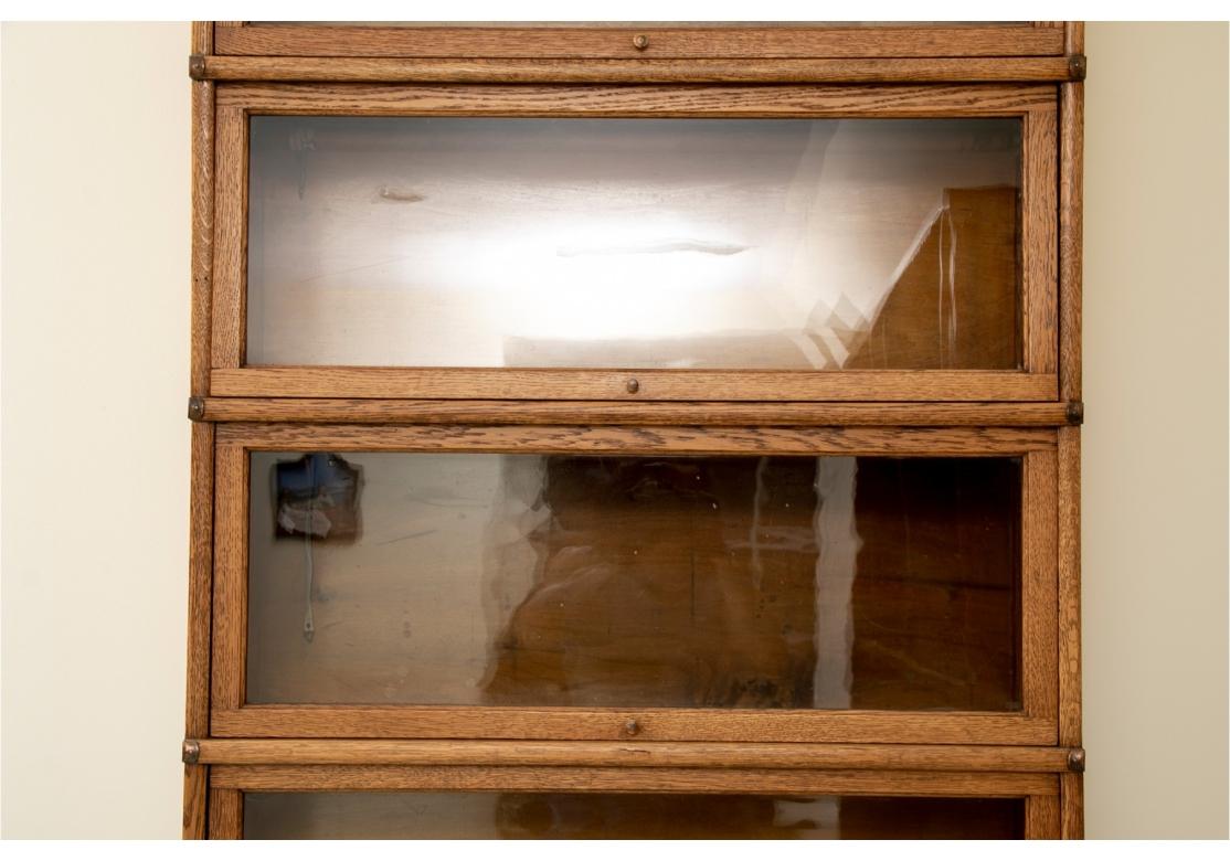 Arts and Crafts Libreria barrister in rovere antico a sei piani impilabili in Oak Oak in vendita