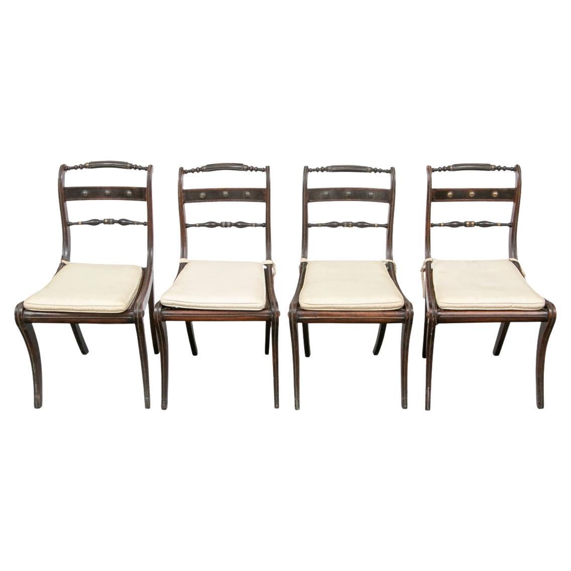Set Of Four Elegant Regency Side Chairs, 1810 For Restoration For Sale