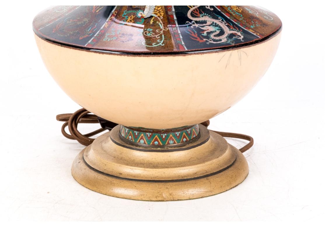 Metal Vintage Closionne Vase Mounted As A Lamp For Sale
