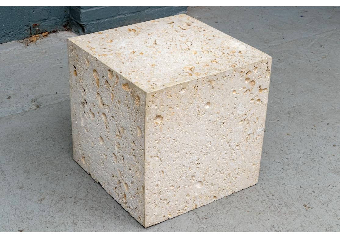Travertine Cube Table In Fair Condition For Sale In Bridgeport, CT
