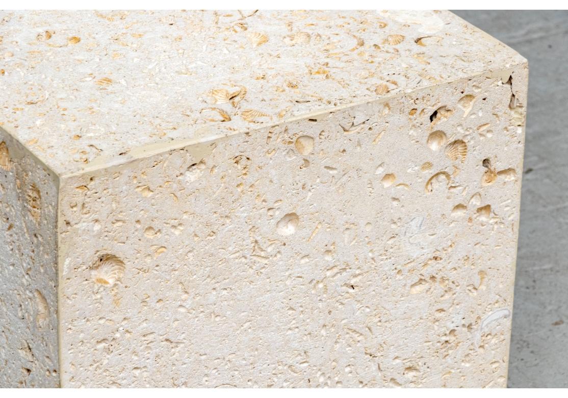 Italian Travertine Cube Table For Sale