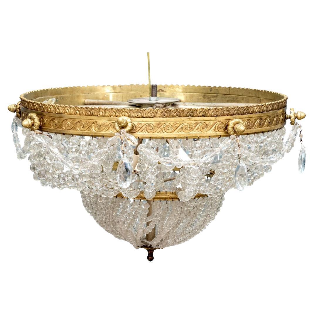 Grande applique Vintage en métal doré et verre pour restauration
