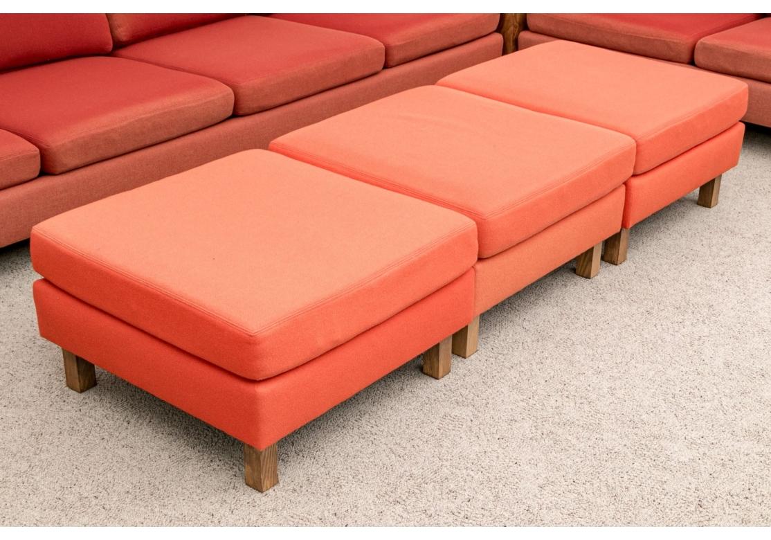 American Contempo Concepts Modern Mid Century Three Piece Ottoman Set for Restoration For Sale