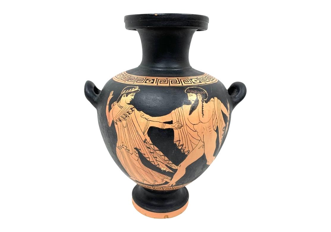 Greco Grande brocca per acqua Hydria a figure rosse riprodotta dal museo greco in vendita