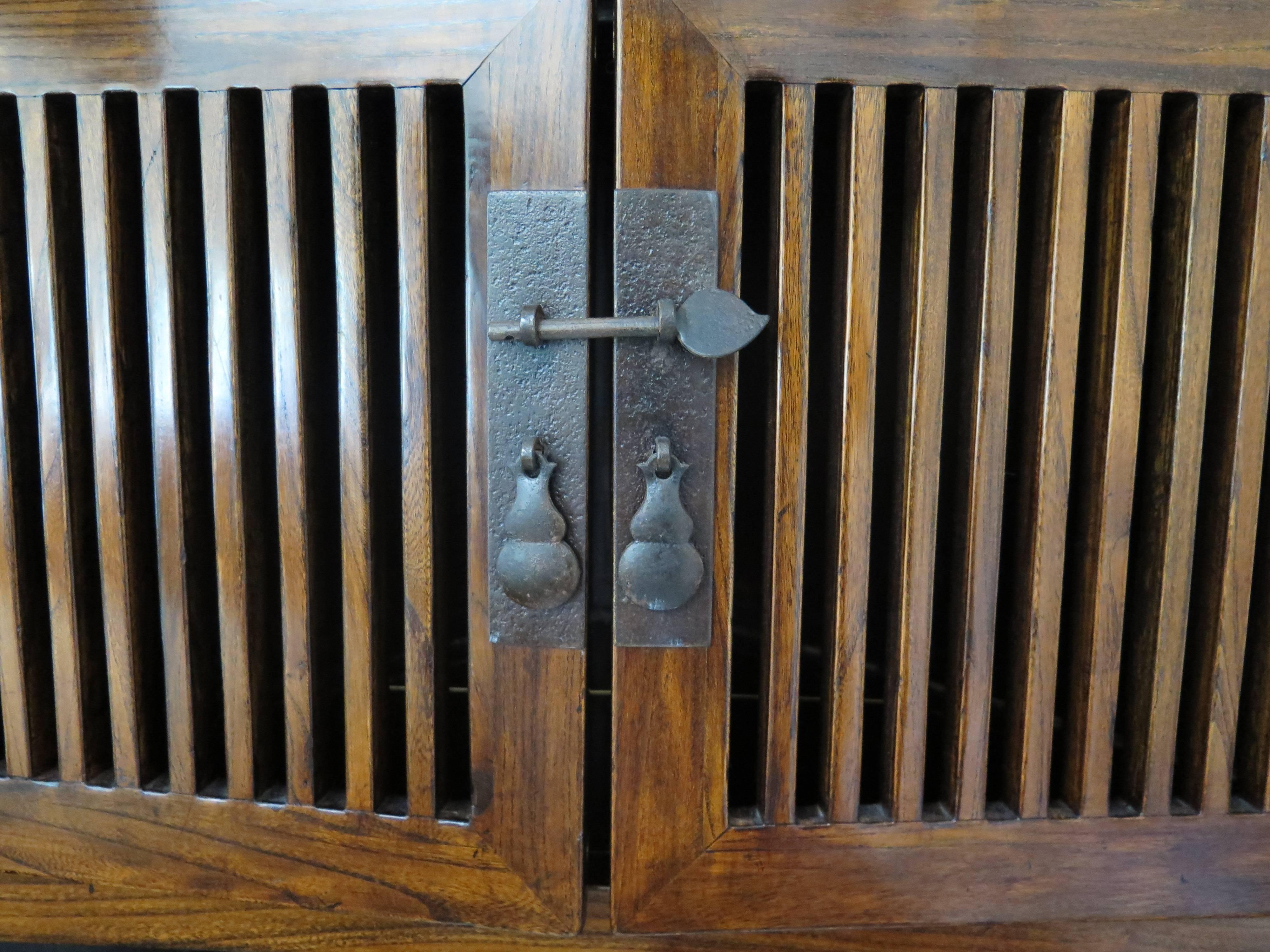 Slatted Wooden Corner Cabinet Set of Two 4