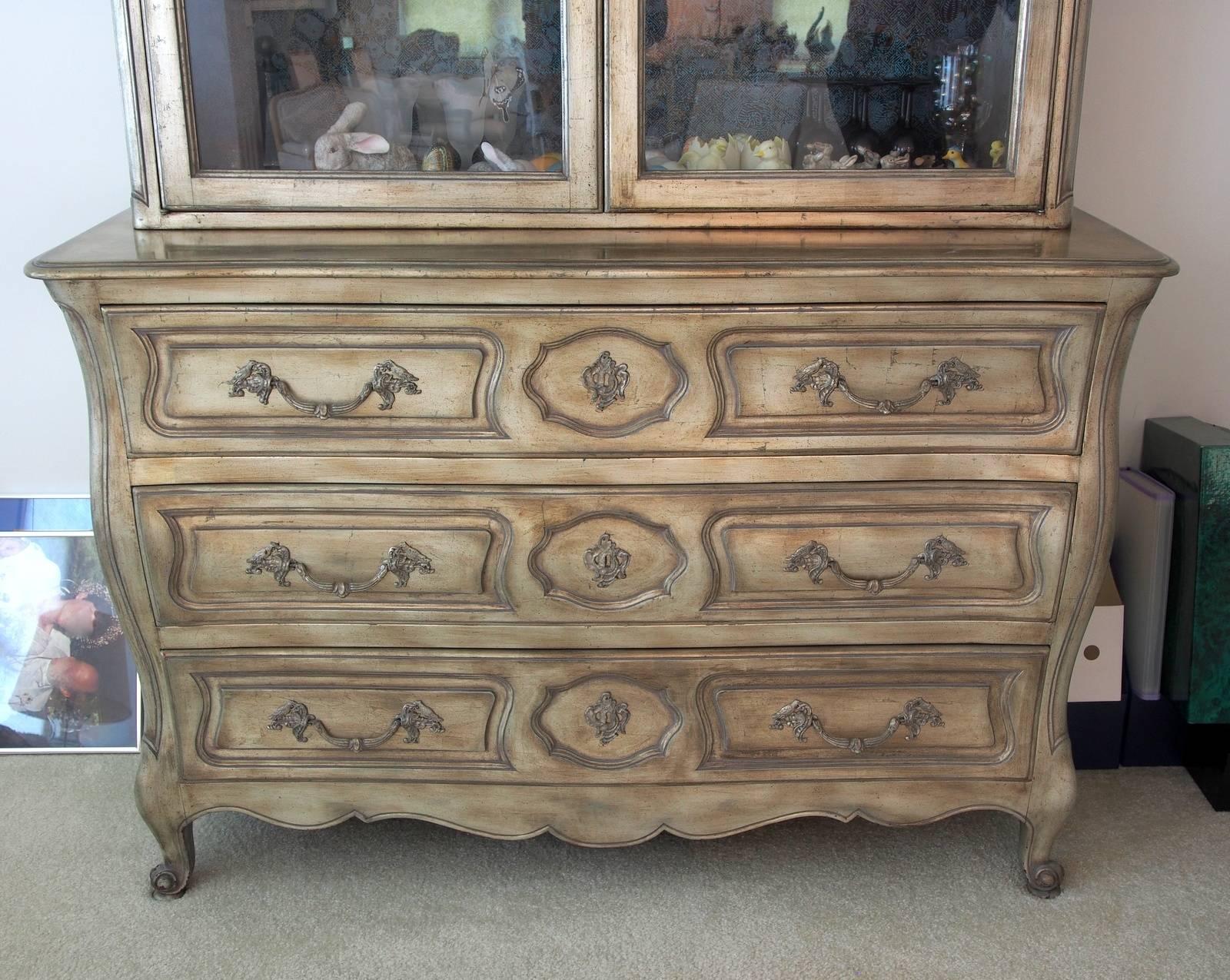 Silver Leaf Covered French Country Cabinet by Richard Wheelright In Excellent Condition In Bridgeport, CT