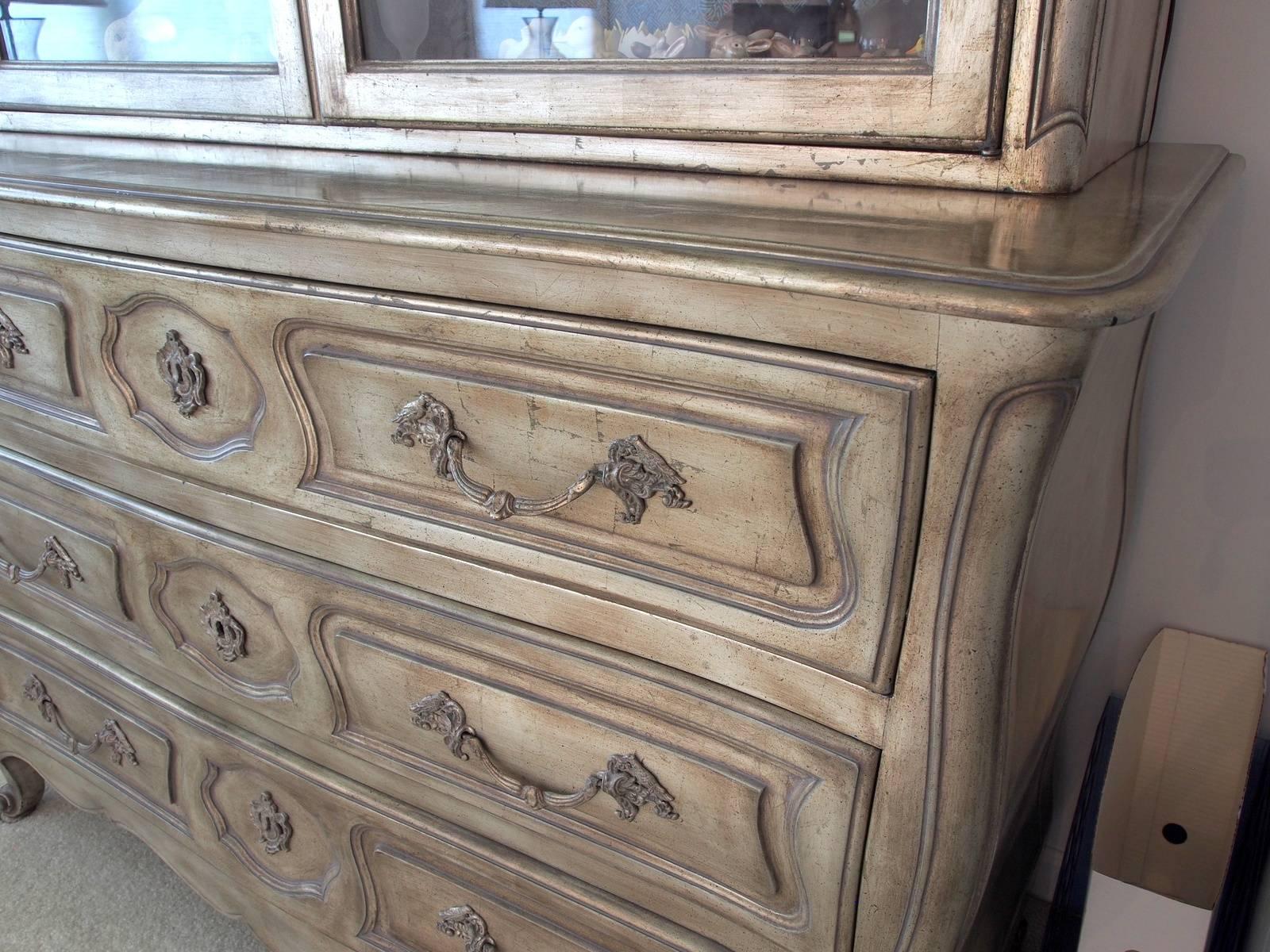Silver Leaf Covered French Country Cabinet by Richard Wheelright 1