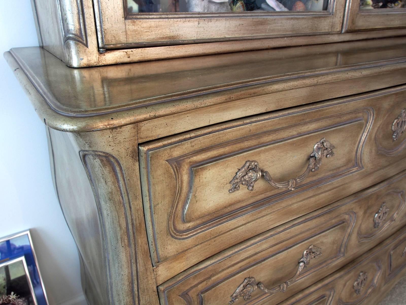 Silver Leaf Covered French Country Cabinet by Richard Wheelright 2