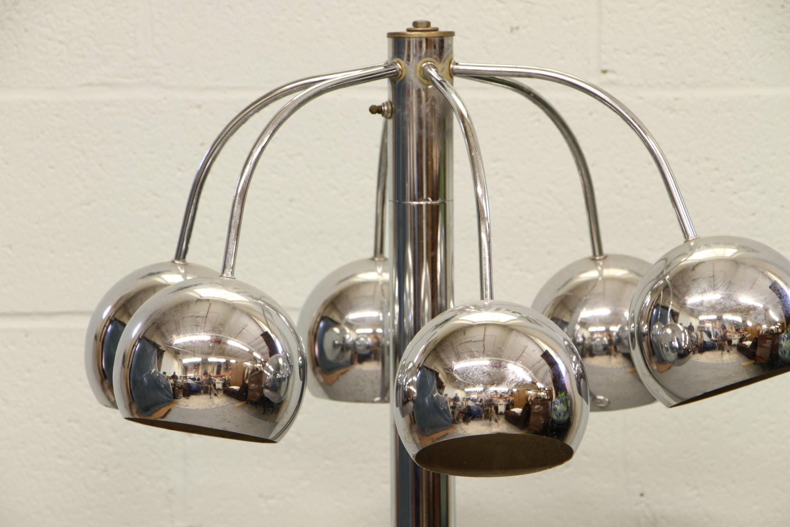 American Mid-Century Modern Hydra Type Chrome Lamp