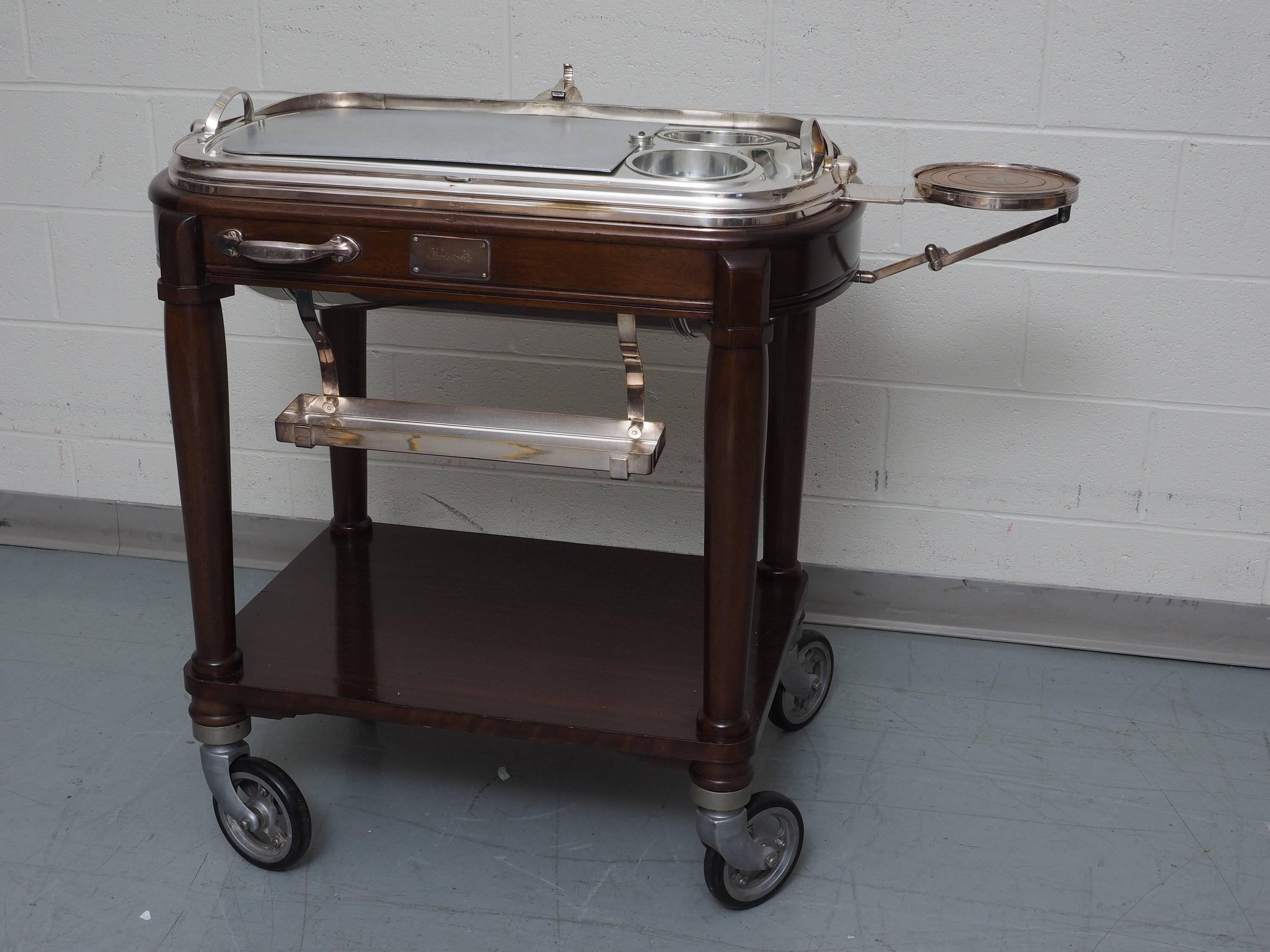 Christofle Silverplate and Mahogany Service Trolley 2