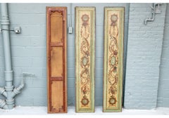 Three Antique 18th Century Hand Painted Hand-Painted Wall Panels