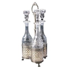 Juego de 4 decantadores de cristal antiguo de James Deakin & Sons, Inglaterra
