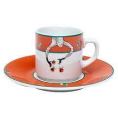 Set Of 6 Bernardaud Limoges Custom Le Cirque Espresso Cup And Saucer - Monkeys