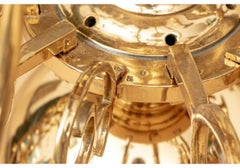 Antique Danish Hand-wrought Brass Candelabra Chandelier