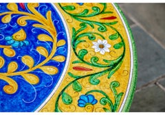 Signed Italian Hand-Painted Lava Stone Cocktail Table