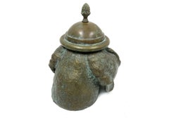 Maitland-Smith Patinated Bronze Dog Head Lidded Urn