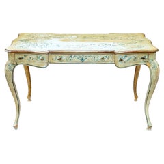 Farbenfroher und exquisiter Schreibtisch im Louis-XV-Stil mit Antik-Optik