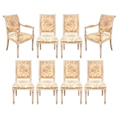 Set Of Eight Maison Jansen Attributed Directoire Style Dining Chairs