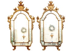 Exceptional Pair Of Antique Rococo Style Etched Mirrors