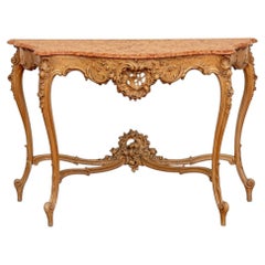 Außergewöhnlicher Konsolentisch im Louis-XV-Stil mit Tischplatte aus Rossa-Verona-Marmor