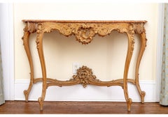 Außergewöhnlicher Konsolentisch im Louis-XV-Stil mit Tischplatte aus Rossa-Verona-Marmor