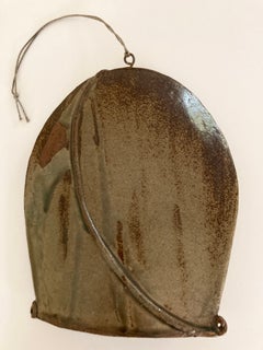 Vintage Large Glazed Ceramic Garden Bell with Fine Organic Form