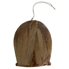 Vintage Large Glazed Ceramic Garden Bell with Fine Organic Form