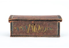 Antique Hand-Painted Scandinavian Folk Art Document Box (Dated 1862)