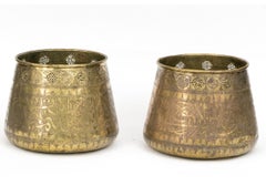 Pair Of Late 19th / Early 20th Century Middle Eastern Engraved Brass Vessels
