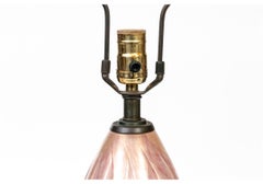 Pair Of Mid-Century Murano Pink Bullicante Glass Lamps With Gold Aventurine, Ca.