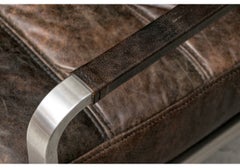 Divano a tre posti in stile Mid-Century in pelle marrone screziata tipo “bomber”