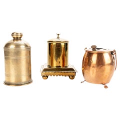 Collection de porte-tabac anciens et vintage en bronze, laiton et cuivre