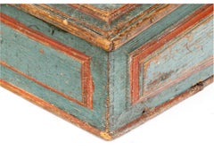 Mid-19th-century Swedish Antique Blue-painted Folk Art Or Slanted Document Box
