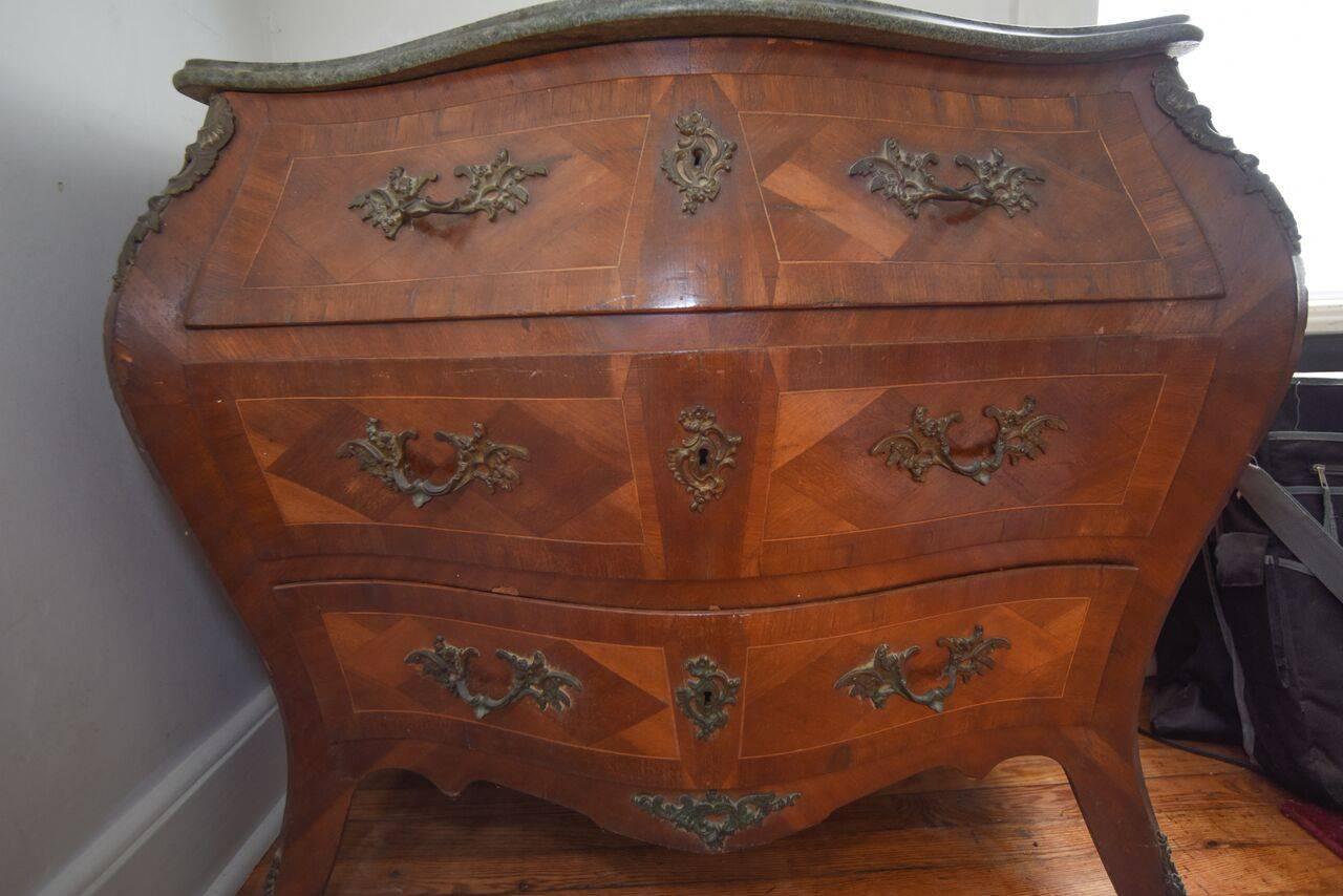 18th Century and Earlier 18th Century Swedish Bombe Dresser with Marble Top