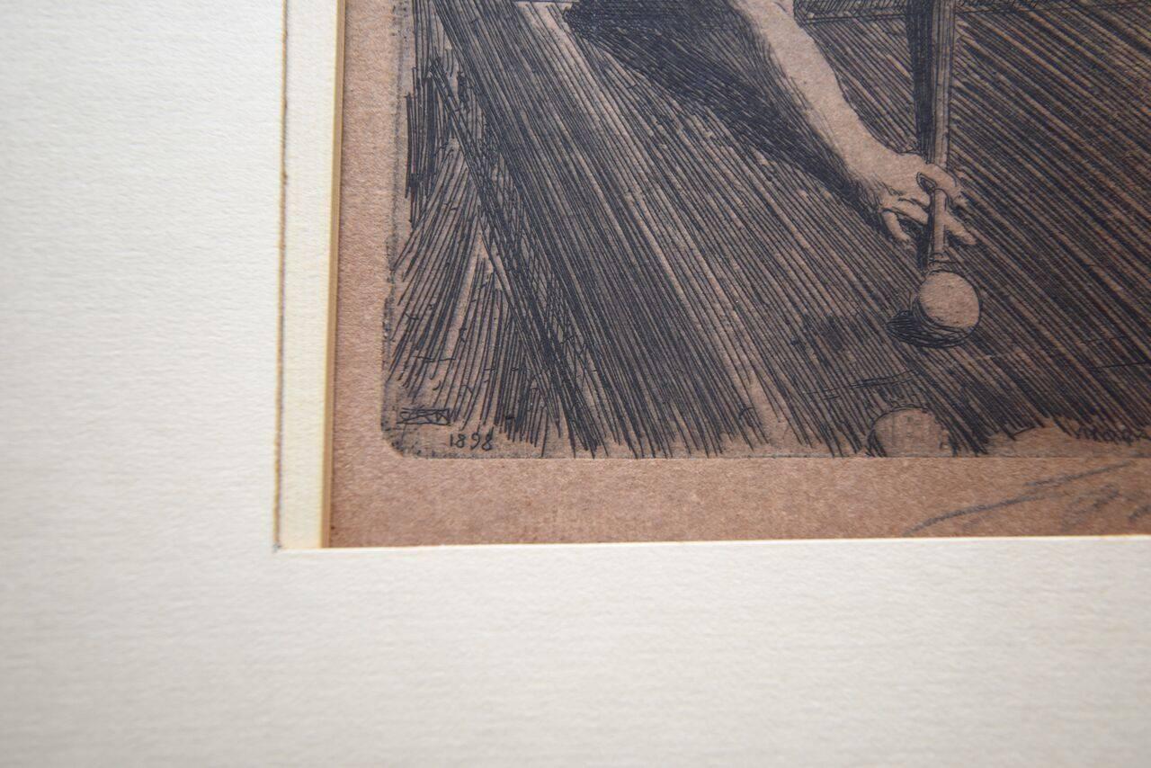 Swedish Bookplate Sketch Signed by Artist Anders Zorn