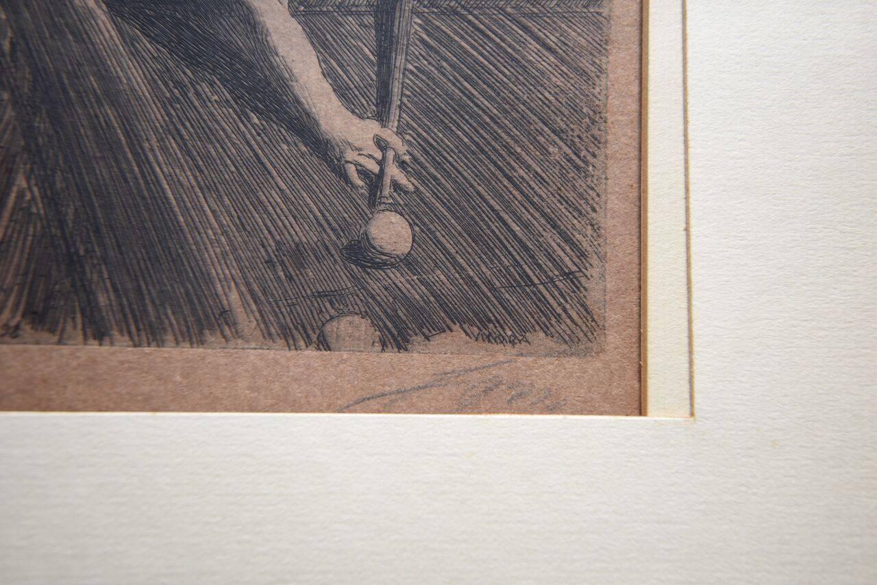 20th Century Bookplate Sketch Signed by Artist Anders Zorn