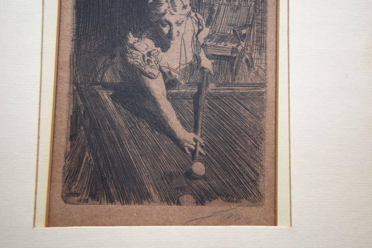 Bookplate Sketch Signed by Artist Anders Zorn 1