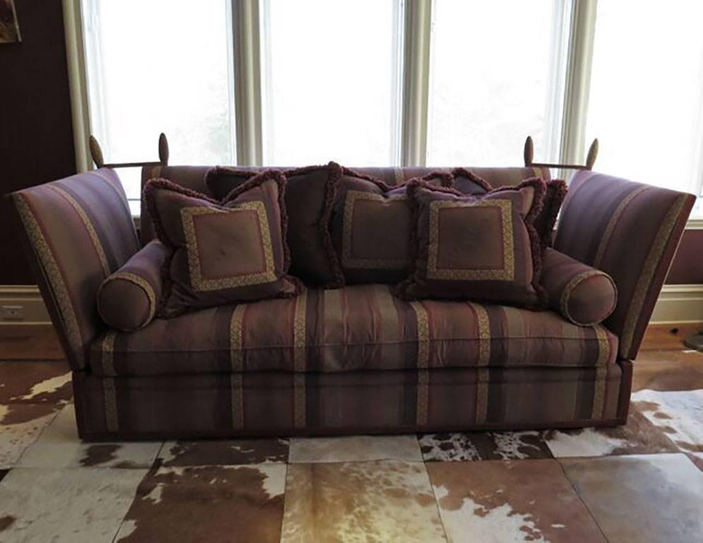 Mid-Century Modern George Smith Striped Knole Sofa in Burgundy Stripe
