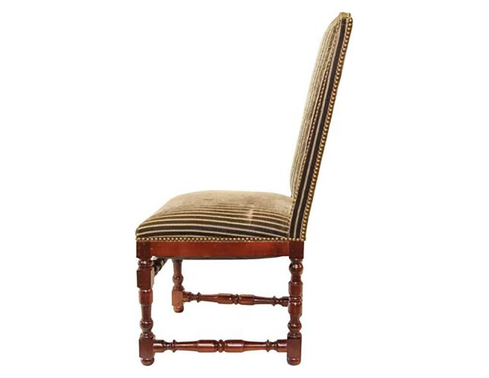 Jacobean Set of 14 Striped Velvet Upholstery Dining Room Chairs