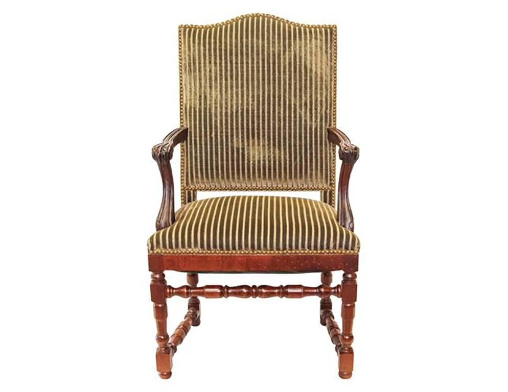 20th Century Set of 14 Striped Velvet Upholstery Dining Room Chairs