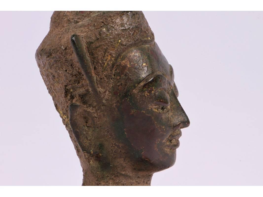 Asian 18th Century Cambodian Bronze Head of a Diety