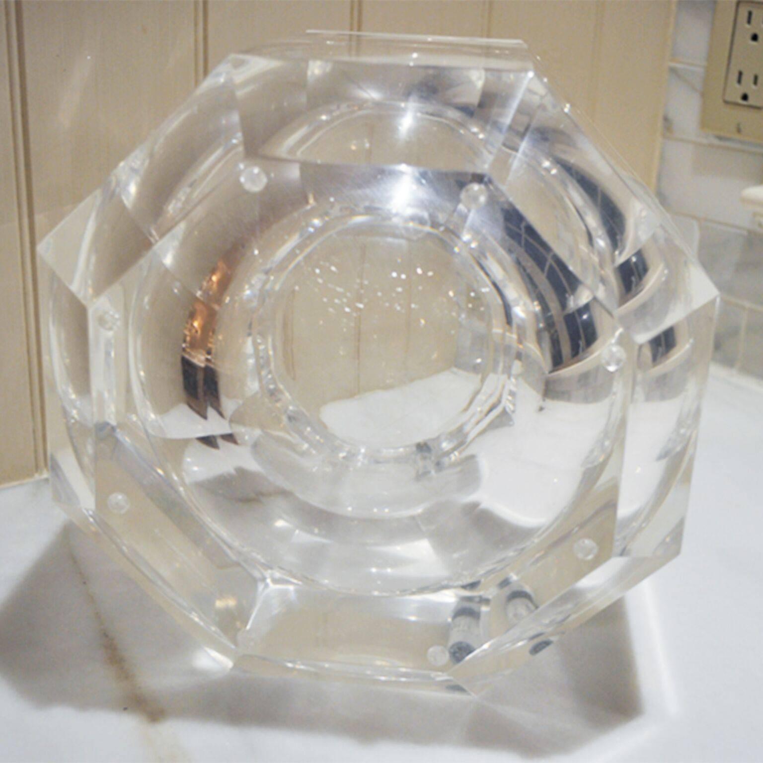 American Carole Stupell Style Faceted Lucite Ice Bucket