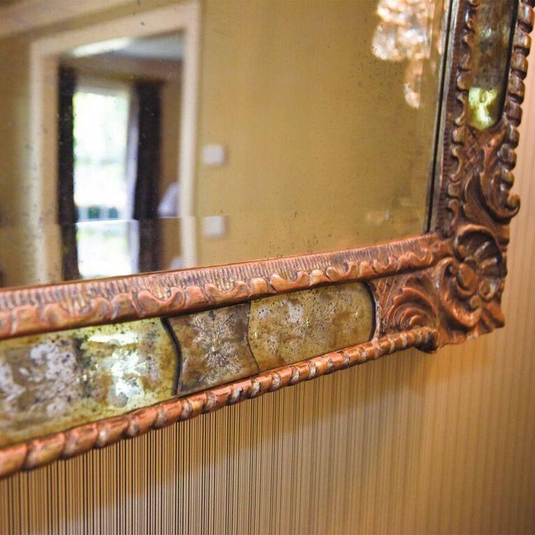 Julia Gray Mirror with 22-Karat Gold Detail In Excellent Condition In Bridgeport, CT