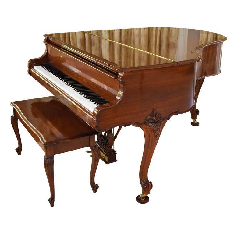 Signed Steinway Louis XV Walnut Grand Piano