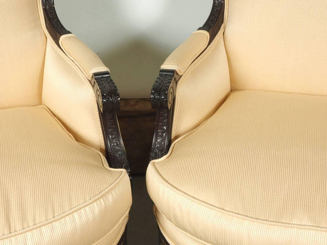 Mid-Century Modern Pair of Custom Lewis Mittman Upholstered Bergeres