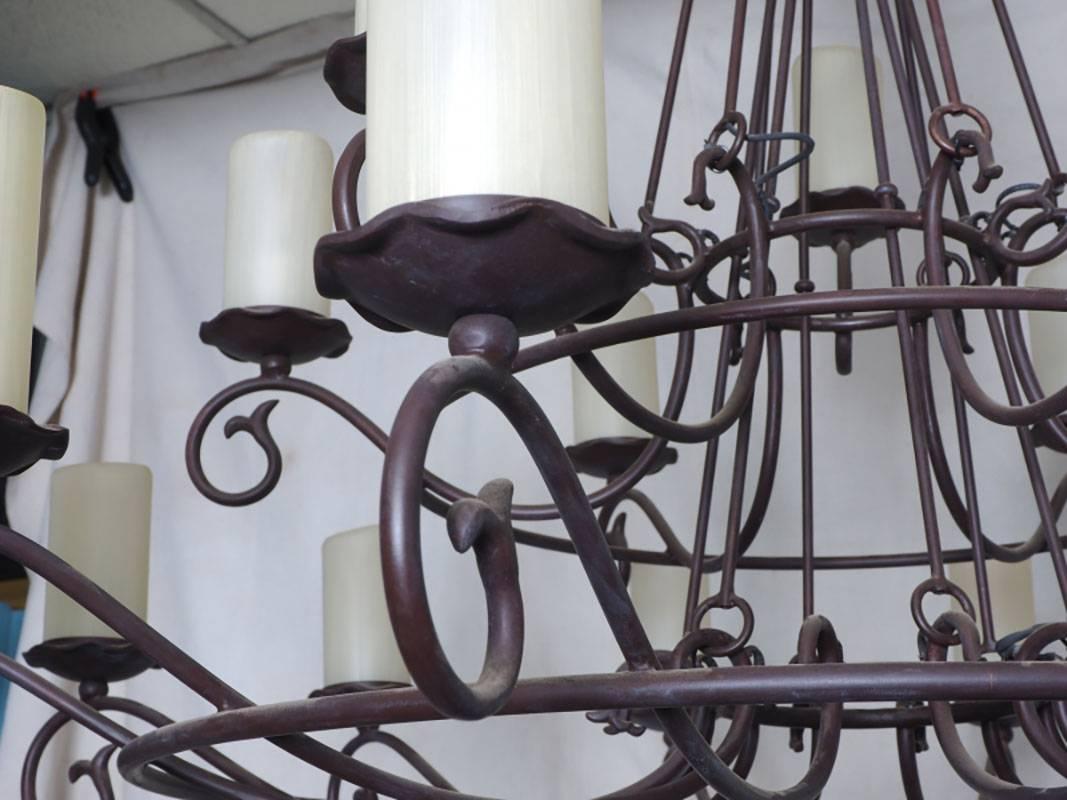 Rustic Colossal and Wrought Iron Chandelier in Spanish Colonial Style