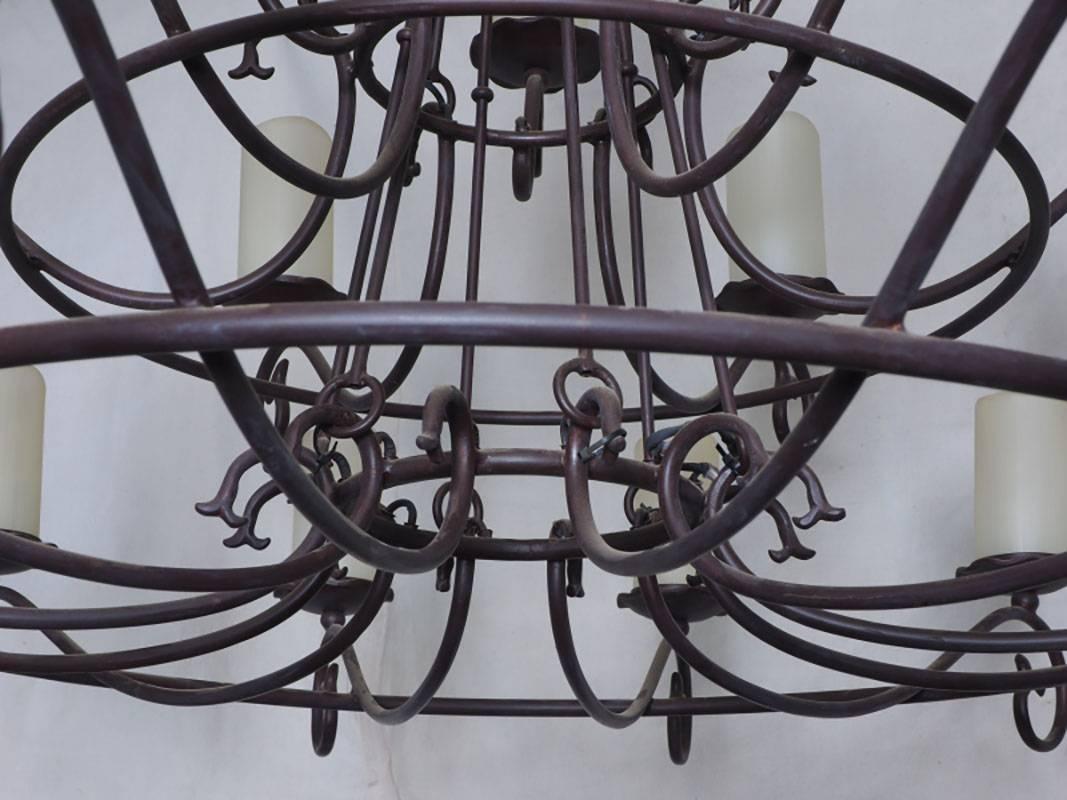 Colossal and Wrought Iron Chandelier in Spanish Colonial Style In Good Condition In Bridgeport, CT