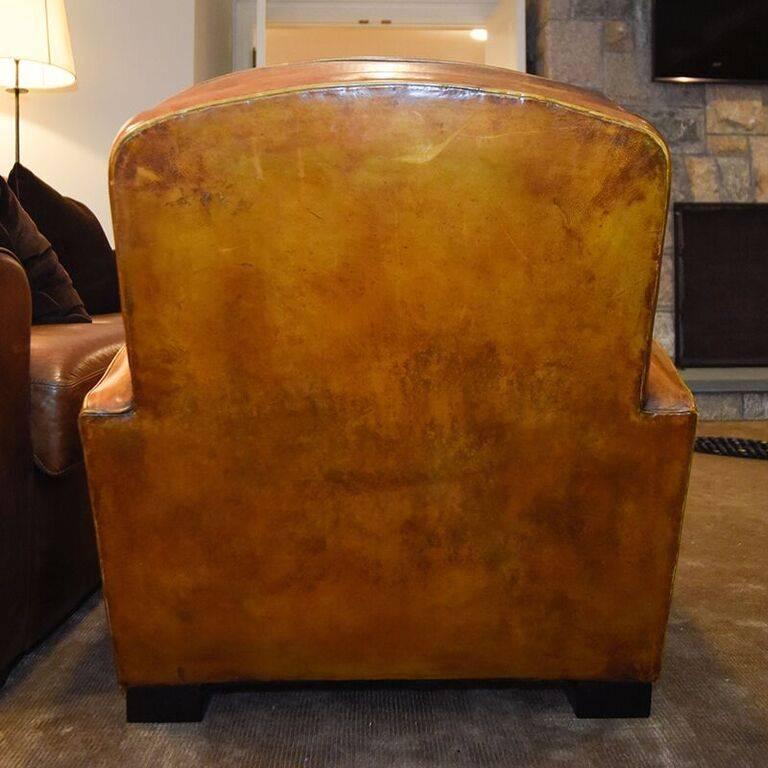 Early 20th Century Art Deco French Leather Club Chair