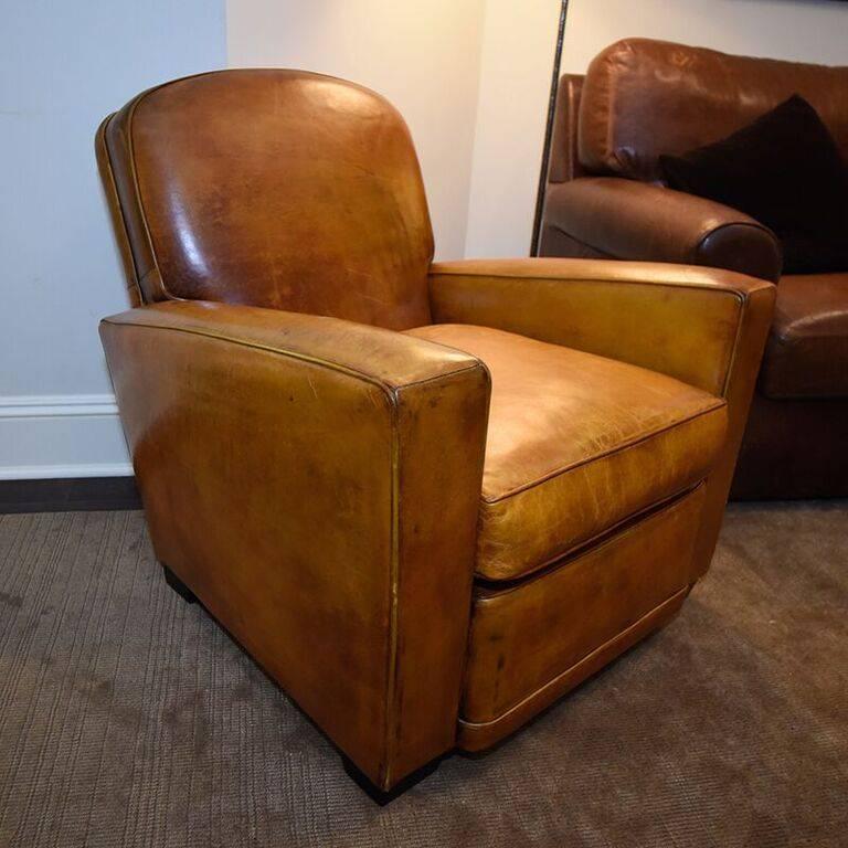 Art Deco French Leather Club Chair 3